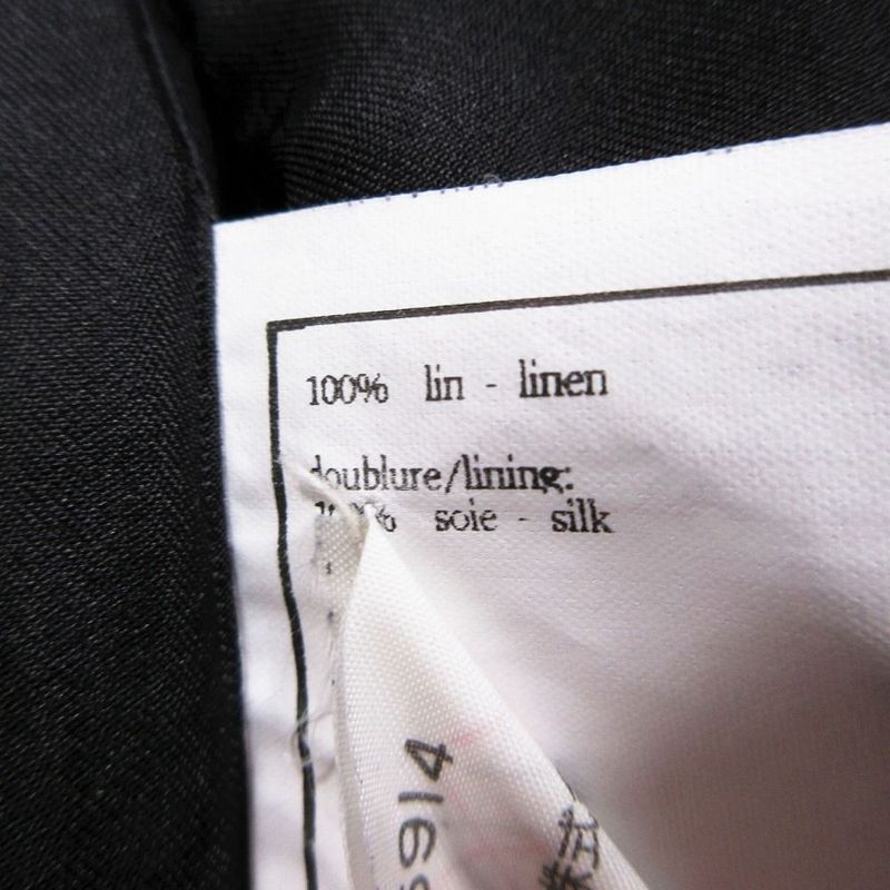 Chanel Coco Button 96p Linen Tailored Jacket Peaked Lapel Size M Ladies Black