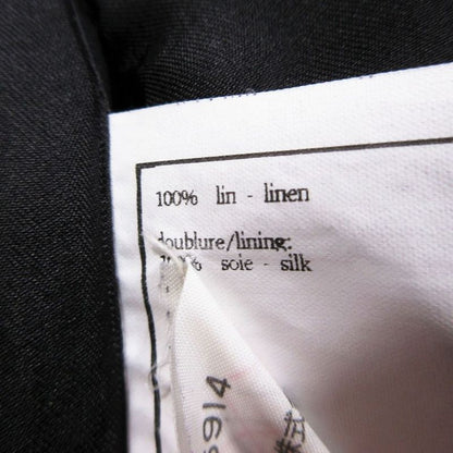 Chanel Coco Button 96p Linen Tailored Jacket Peaked Lapel Size M Ladies Black