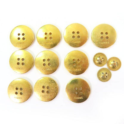 CHANEL Vintage Logo Button Metal Buttons Large And Small Set Of 13 Gold Ladies