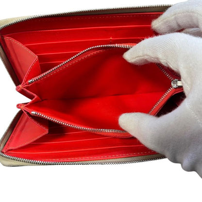 2853 Celine Large Zipped Wallet Long Zipper Beige Preowned W-Tn-3106