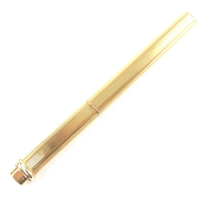  Cartier Vintage Trinity Striped Cap Ballpoint Pen Gold Made In