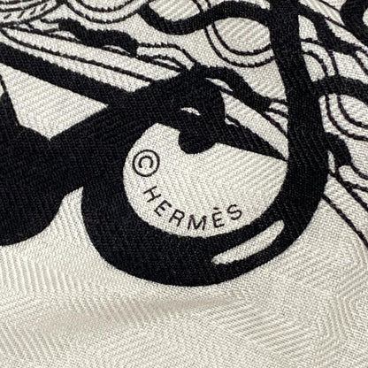 Hermes Stole (shawl) Carre Geant/shawl Carre 140 Ivory×black Festival Des