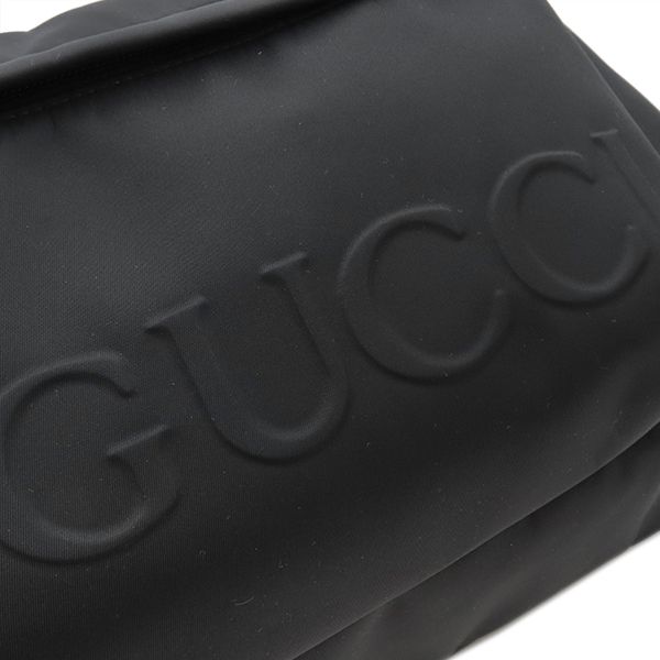 Gucci Tote Bag Logo Large Nylon Black Silver Hardware Shoulder Travel Bag