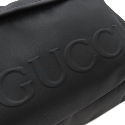 Gucci Tote Bag Logo Large Nylon Black Silver Hardware Shoulder Travel Bag