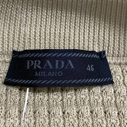 Prada Short Sleeved Sweater Size 46 L Women - Umb758 Beige And Brown Cotton Silk