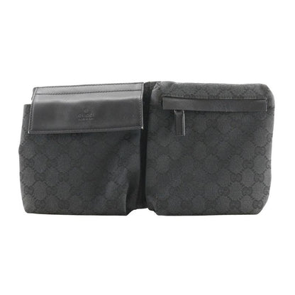 Gucci Body Bag 28566 GG Canvas And Leather Black Unisex Waist Bag