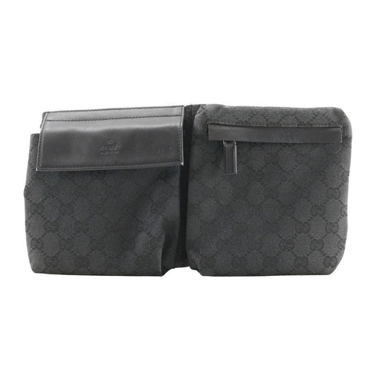 Gucci Body Bag 28566 GG Canvas And Leather Black Unisex Waist Bag