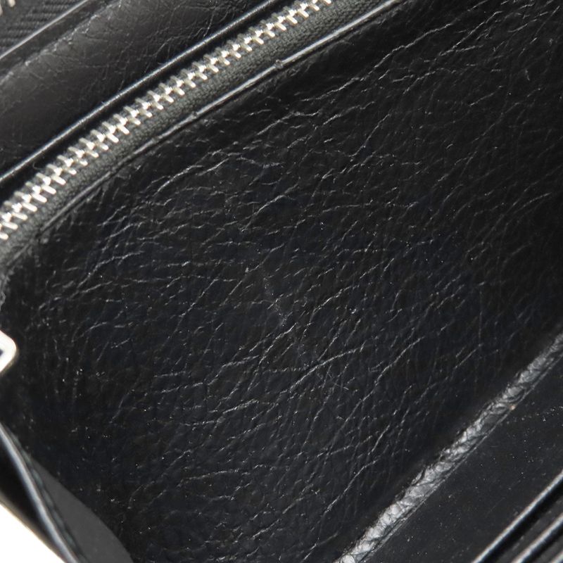 Balenciaga Long Wallet Round Zipper Graffiti Leather Black Silver Hardware