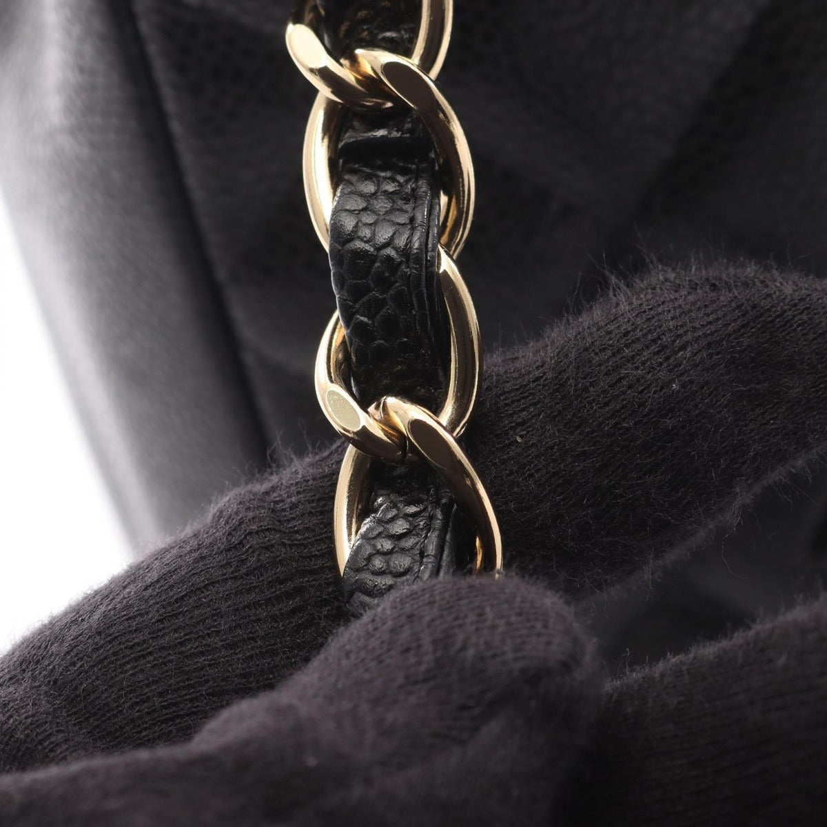 Chanel Tote Quilted Petite Shopping PST Black Leather Chainto — view 11