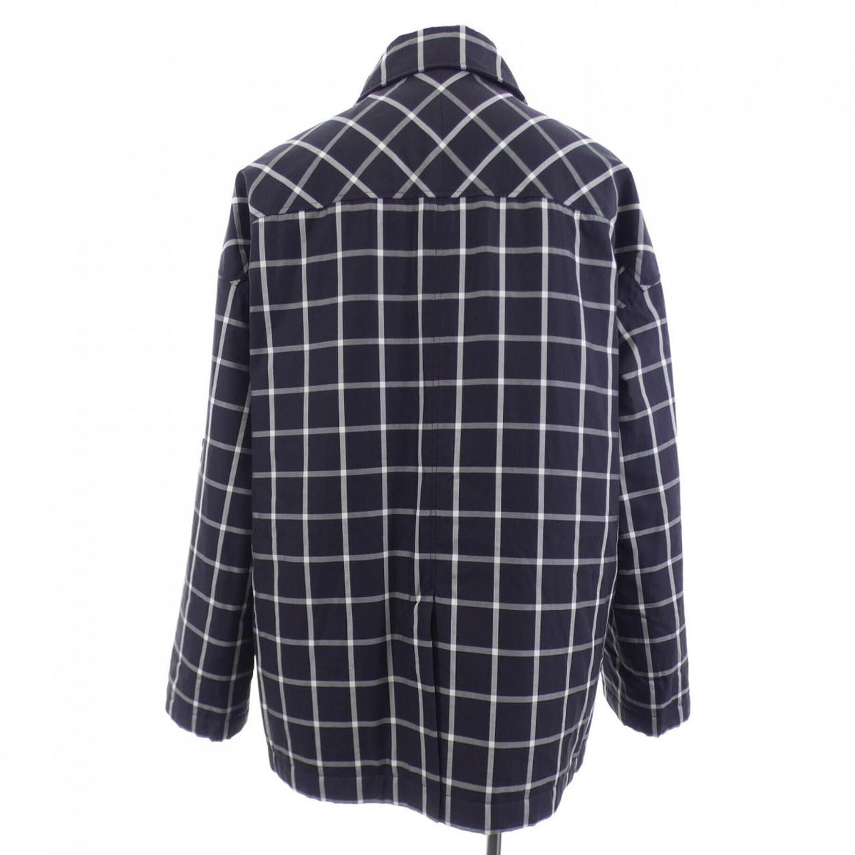 Hermes Button Coat Navy Gray White Check — view 2