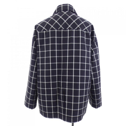 Hermes Button Coat Navy Gray White Check — view 2
