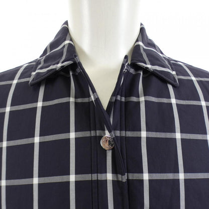 Hermes Button Coat Navy Gray White Check — view 6