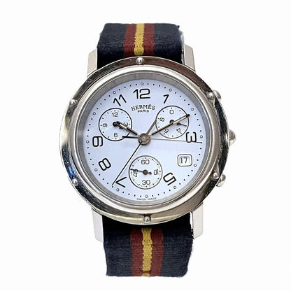 Hermes Clipper Watch SS Quartz White Dial