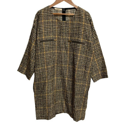 Celine Check Transfer Print Silk Mini Dress Size 40 Brown Beige