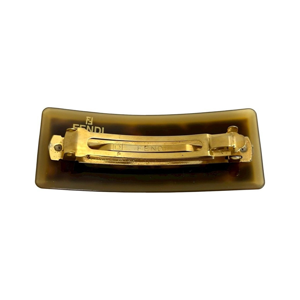 Fendi Logo Tortoiseshell Barrette Hairpin Hair Brown — view 5