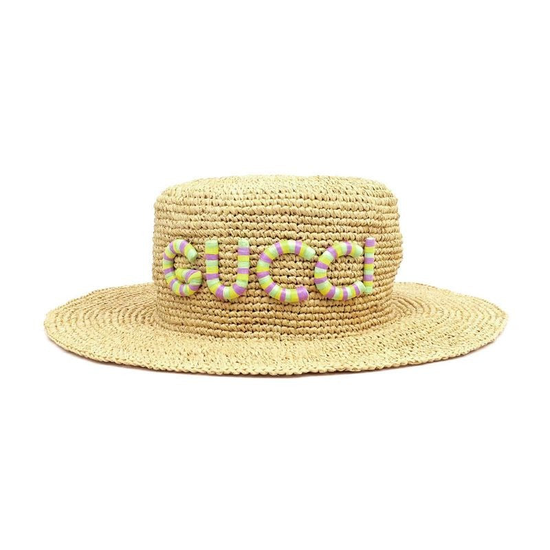 Gucci Straw Hat S Size 56 cm Beige Multicolor