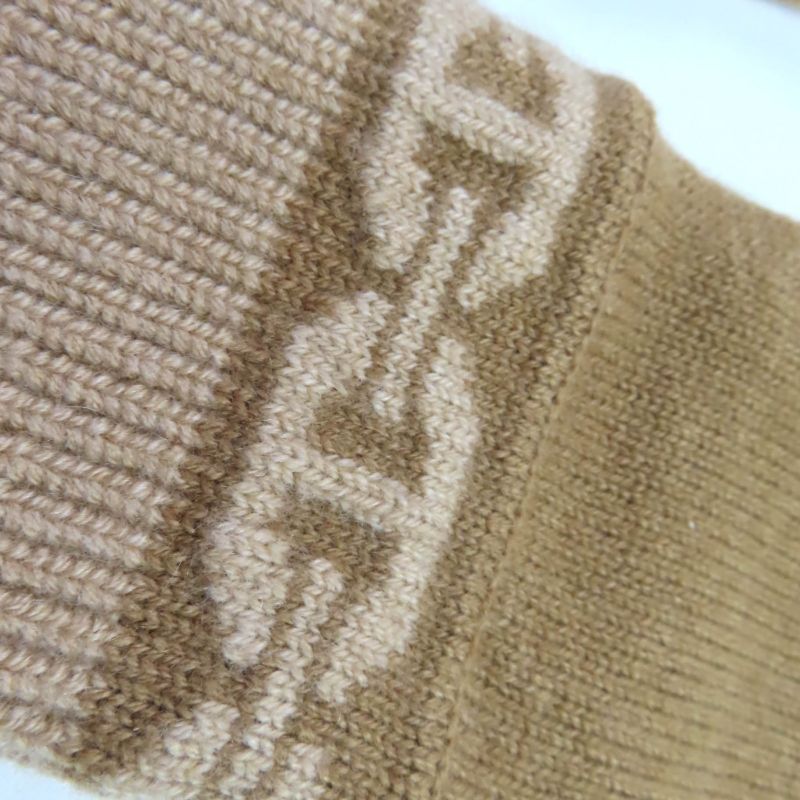 Hermes Haven Cashmere Chateigne Biscuit Chaine D'ancre Knitted Gloves M With