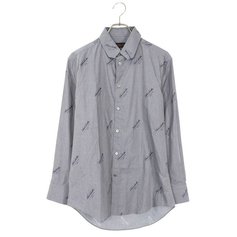 Louis Vuitton 20 AW Rm202 Q XOA Hjs41 W DNA Collar Logo Long Sleeve Shirt Men XS