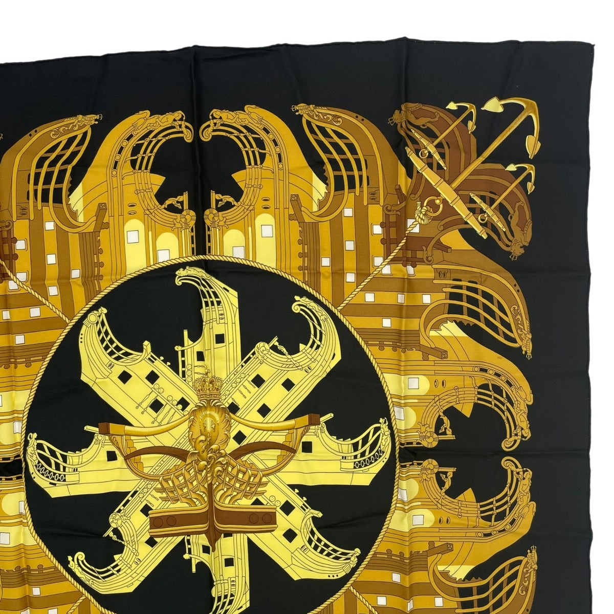 Hermes Scarf Silk Carre 90 Proues Black — view 3