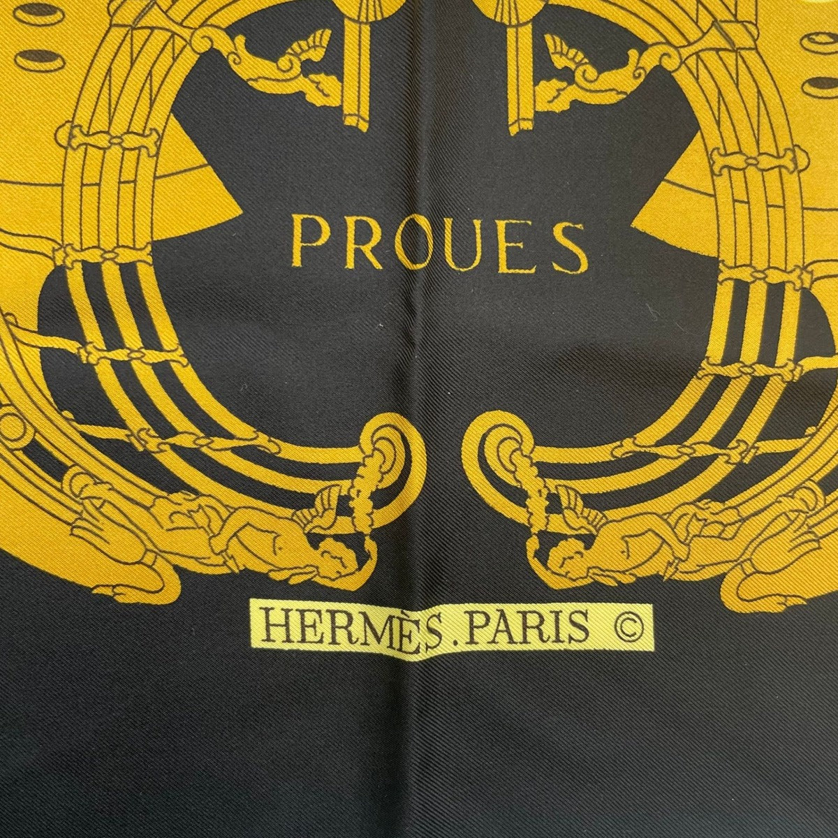 Hermes Scarf Silk Carre 90 Proues Black — view 6