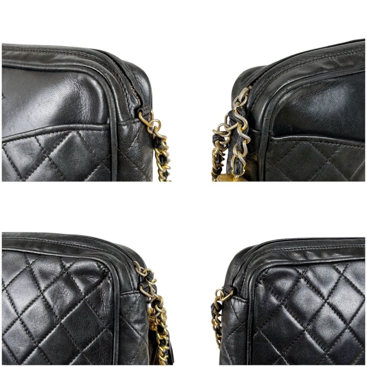 Chanel Quilted Chain Shoulder Bag with Tassel Charm CC Logo Black Lambskin — view 7
