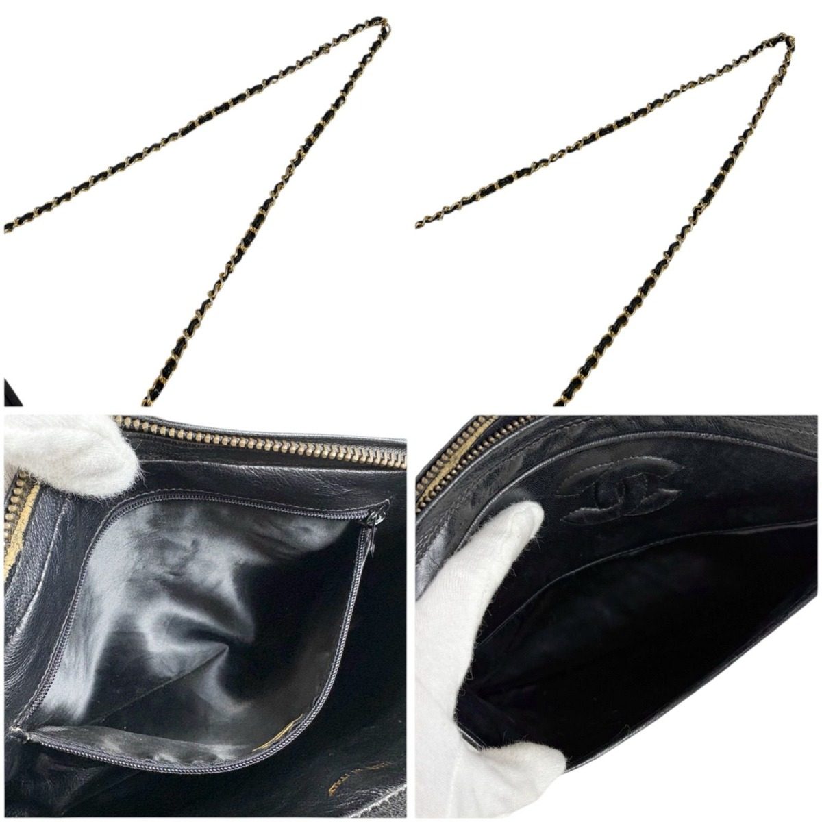 Chanel Quilted Chain Shoulder Bag with Tassel Charm CC Logo Black Lambskin — view 9