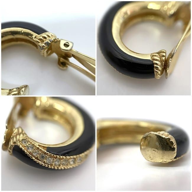 Christian Dior Earrings Ec21691 Gold Black