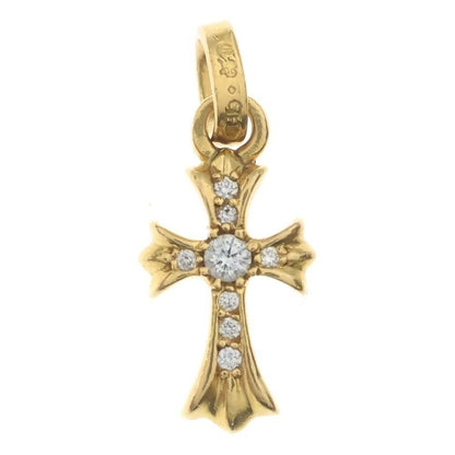 Chrome Hearts 22k Crs Bbyfat P Dia Baby Fat Cross Pave Diamond Pendant Top Gold