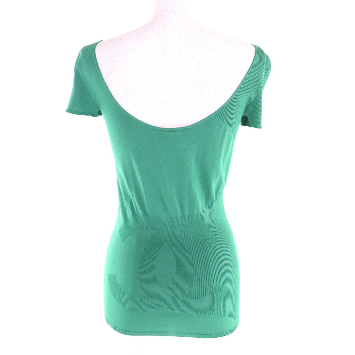 Chanel Big CC Logo Crew Neck Short Sleeve Top Green 34 — view 3