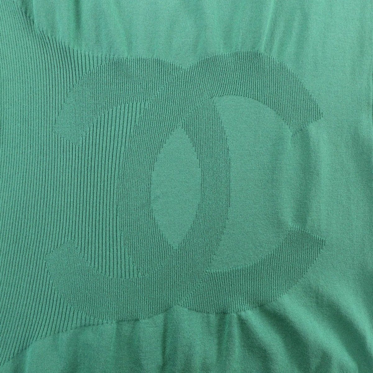 Chanel Big CC Logo Crew Neck Short Sleeve Top Green 34 — view 5