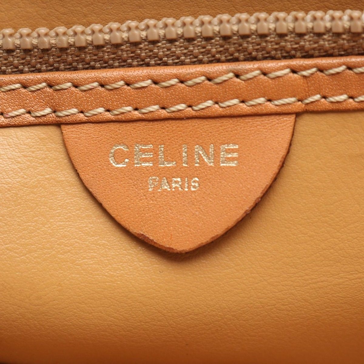 Celine Shoulder Bag Macadam Dark Brown Canvas Leather — view 4