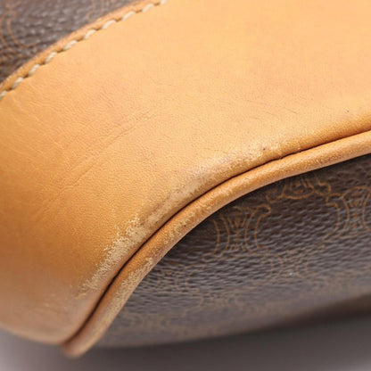 Celine Shoulder Bag Macadam Dark Brown Canvas Leather — view 5