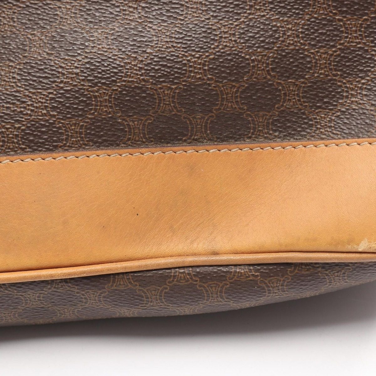 Celine Shoulder Bag Macadam Dark Brown Canvas Leather — view 6