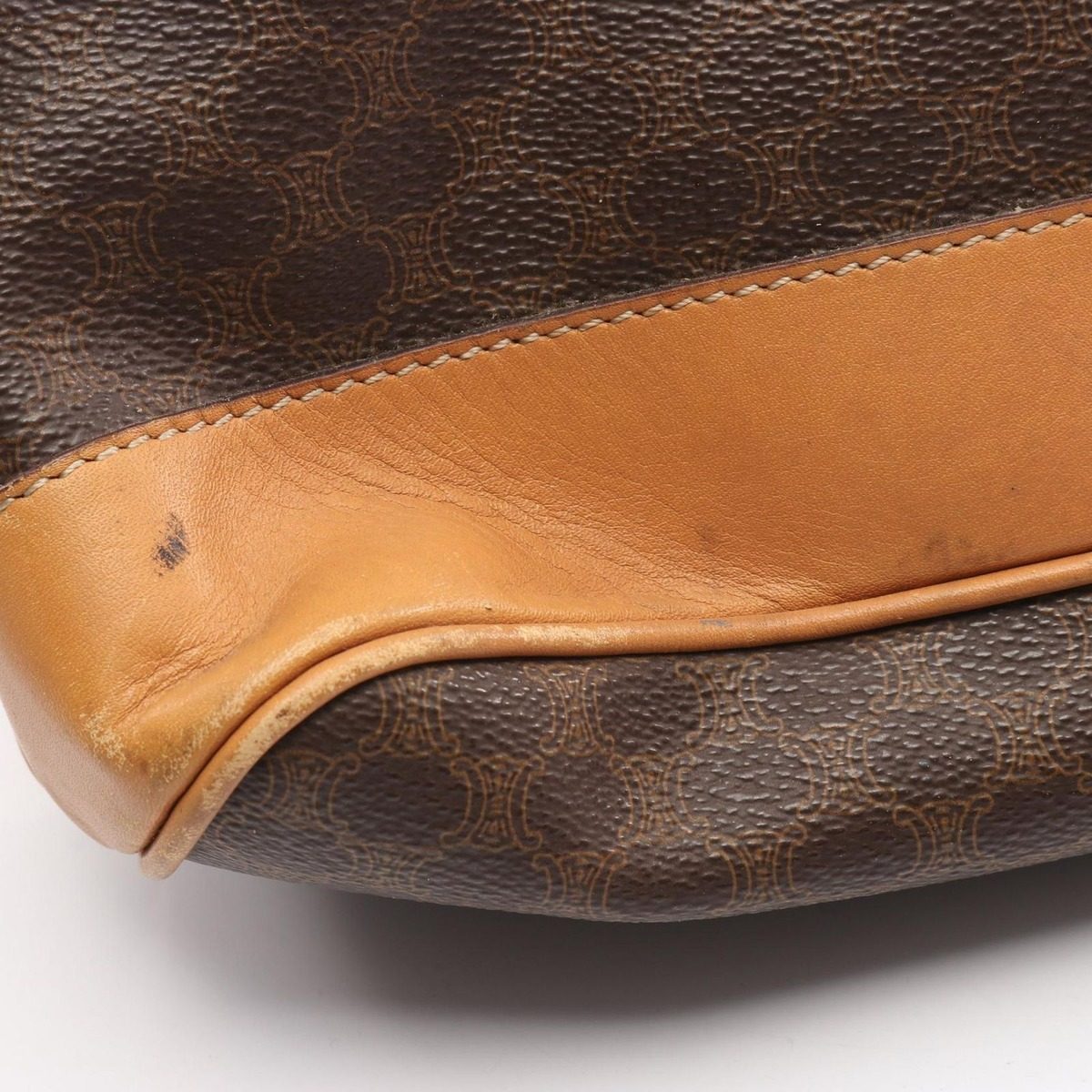 Celine Shoulder Bag Macadam Dark Brown Canvas Leather — view 9