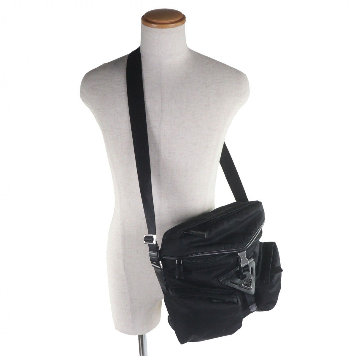 Prada Nylon Leather Re-Nylon Triangle Logo Triangular Plate Messenger Shoulder Bag Book — view 2
