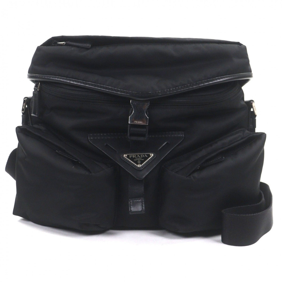 Prada Nylon Leather Re-Nylon Triangle Logo Triangular Plate Messenger Shoulder Bag Book
