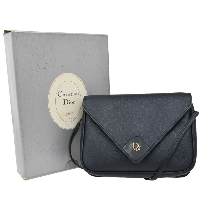 Christian DIOR Shoulder Bag Logo PVC Navy 61ka840