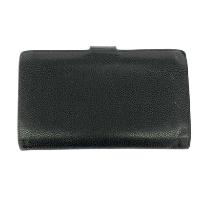 Chanel Caviar Skin Coco Mark Wallet Long Wallet Black