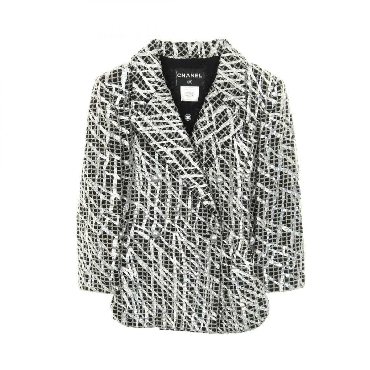 Chanel Coco Mark Pearl Button Nylon Wool Jacket