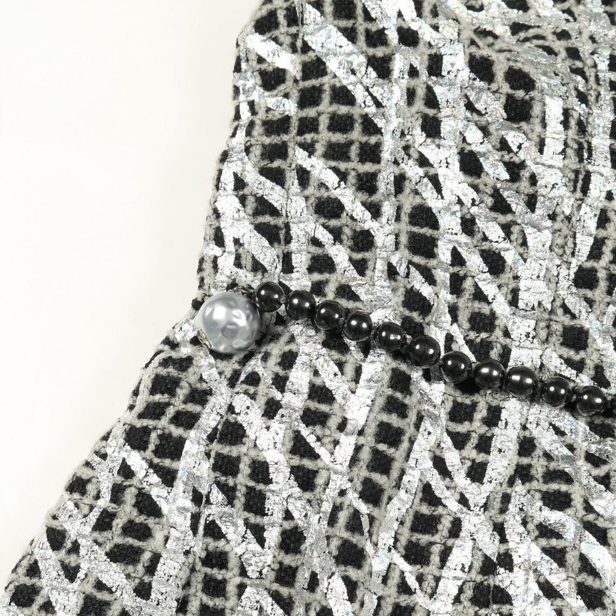 Chanel Coco Mark Pearl Button Nylon Wool Jacket — view 6