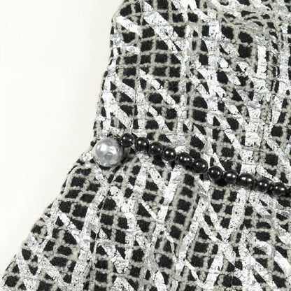 Chanel Coco Mark Pearl Button Nylon Wool Jacket — view 6