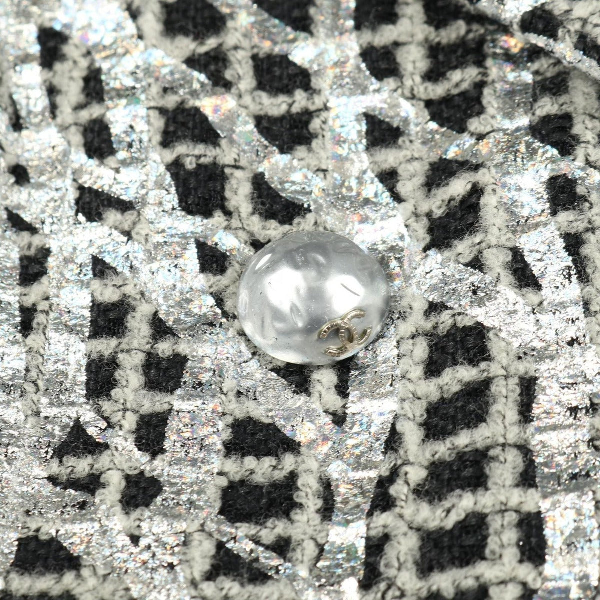 Chanel Coco Mark Pearl Button Nylon Wool Jacket — view 7