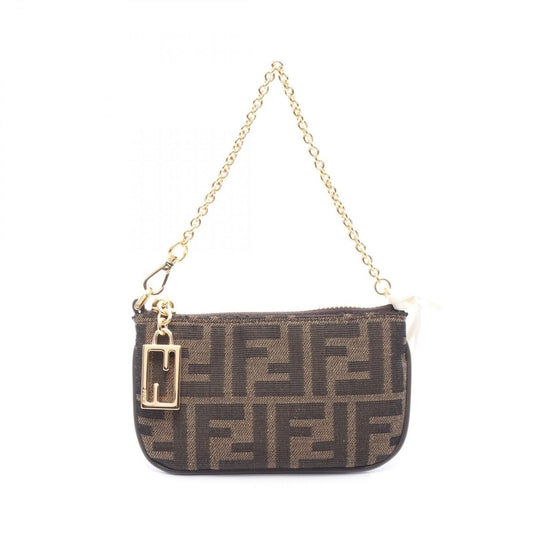 Fendi Handbag Baguette Slim Clutch Mini Zucca Brown Canvas