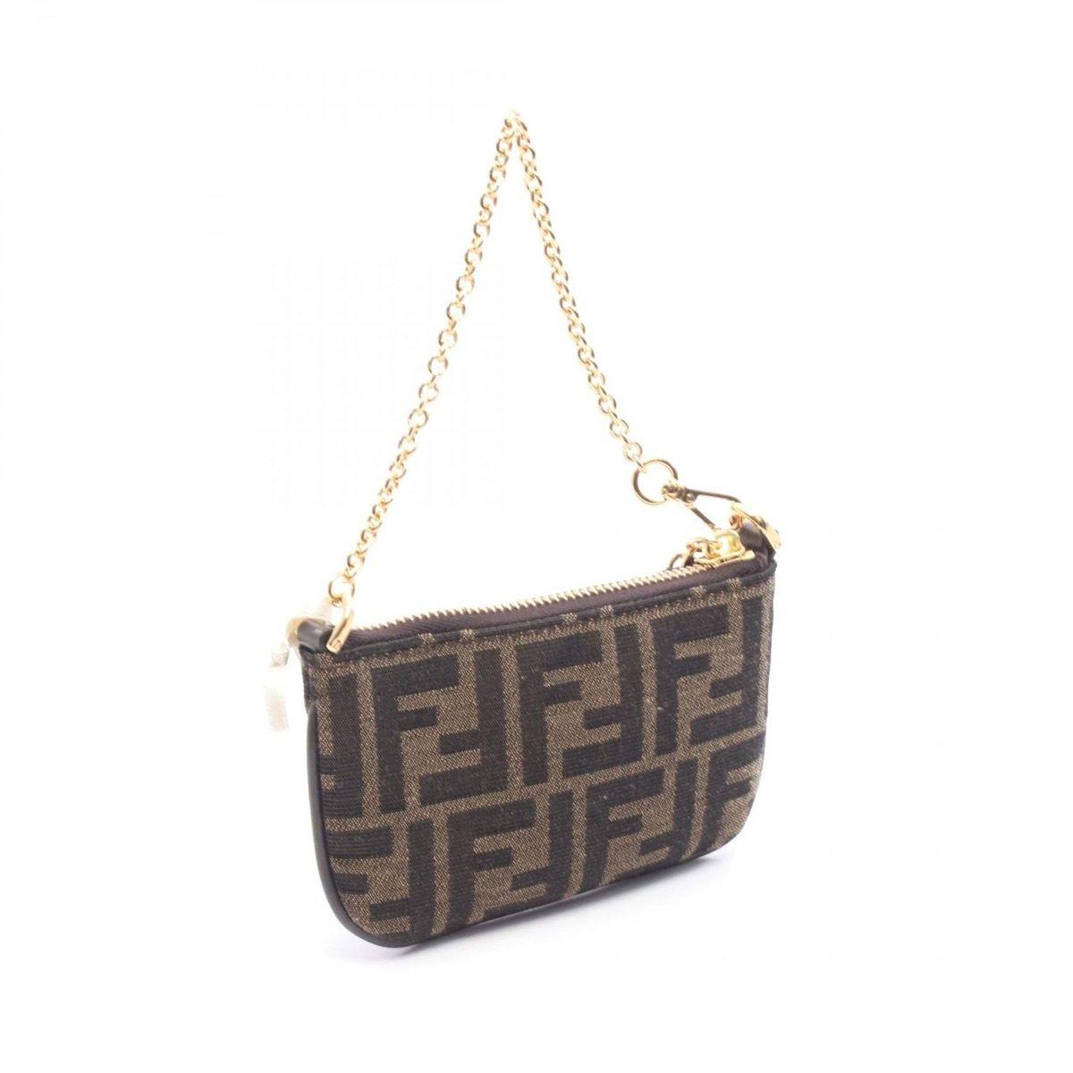 Fendi Handbag Baguette Slim Clutch Mini Zucca Brown Canvas — view 2
