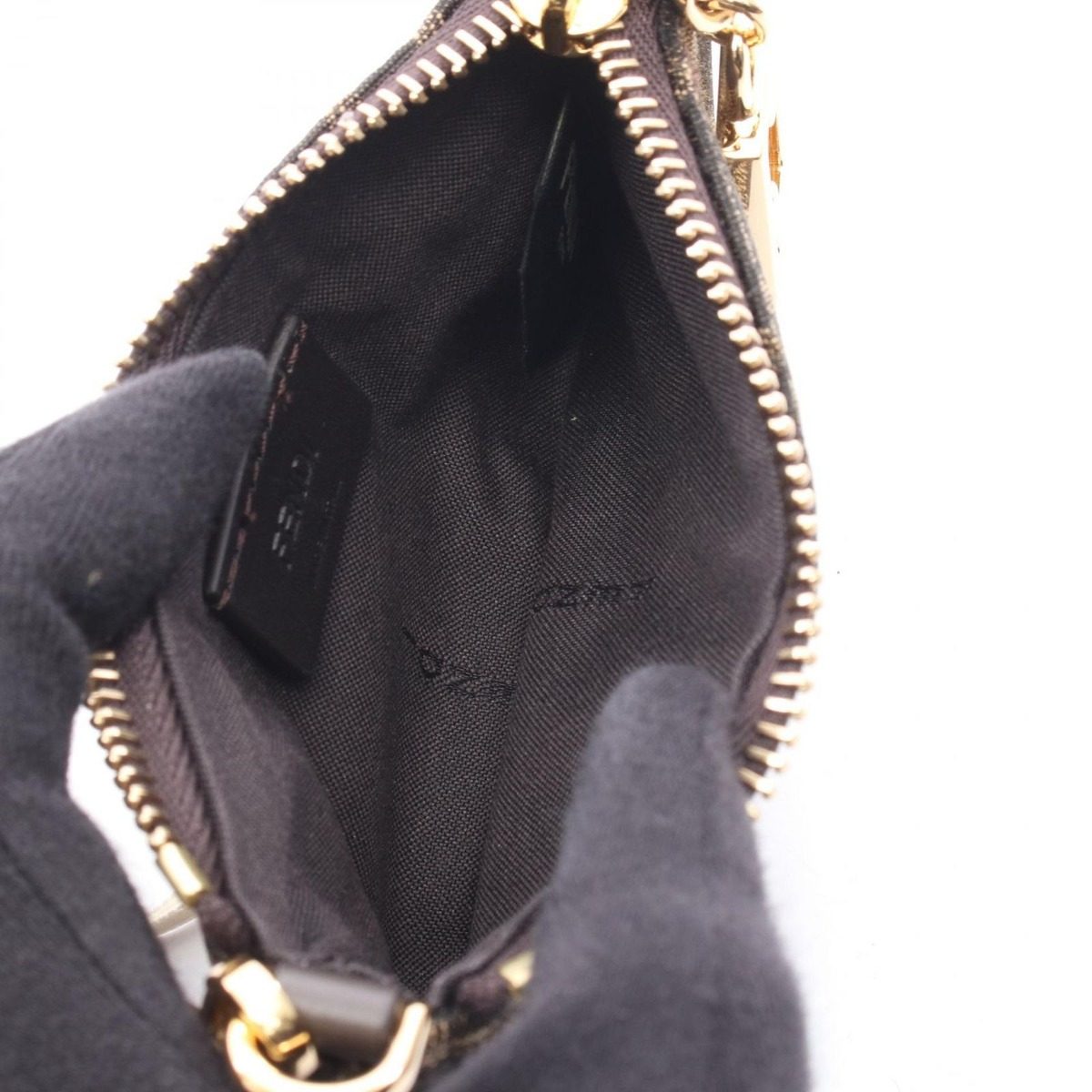 Fendi Handbag Baguette Slim Clutch Mini Zucca Brown Canvas — view 3