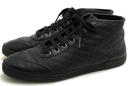 Gucci Shoes Sneakers Shoes High Cut Ladies Women Leather Genuine Black 391499