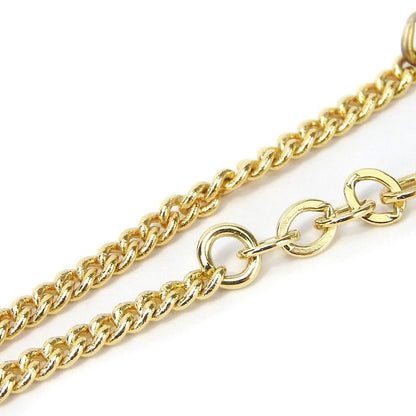 Christian Dior Necklace Metal Gold Black Accessories Logo Rhinestone Ladies