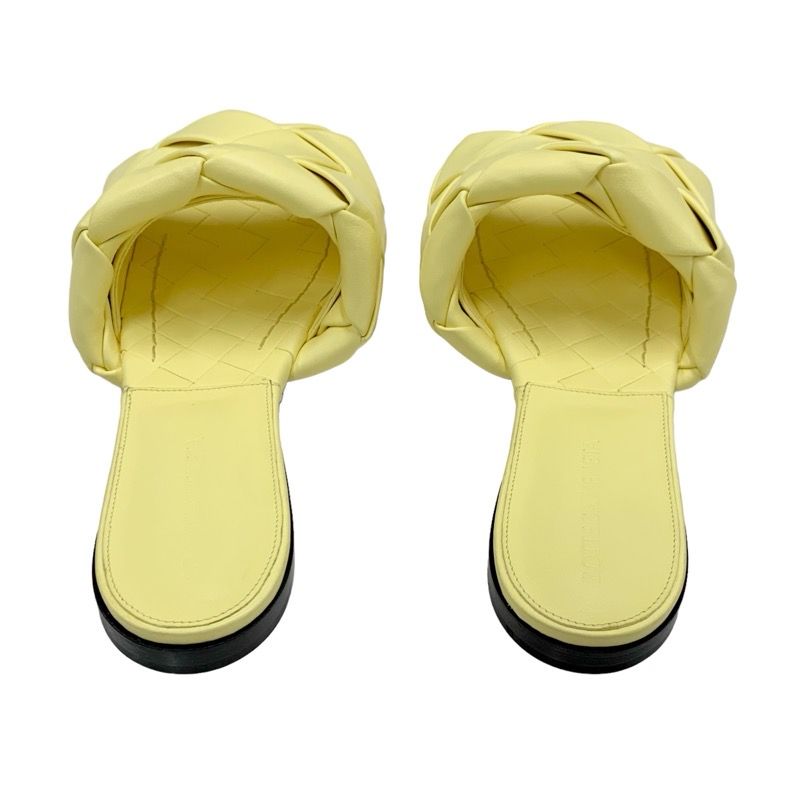 Bottega Veneta Lido Sandals Shoes Leather Yellow Flat Sandals Mules Intrecciato