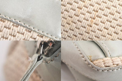 Chanel Vintage Knit Calfskin Shoulder Boston Bag Purse Beige 2545n