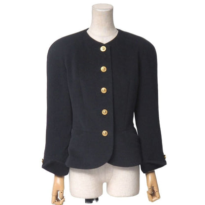 Dior Vintage Collarless Jacket 9 CD Button Angora Blend Wool